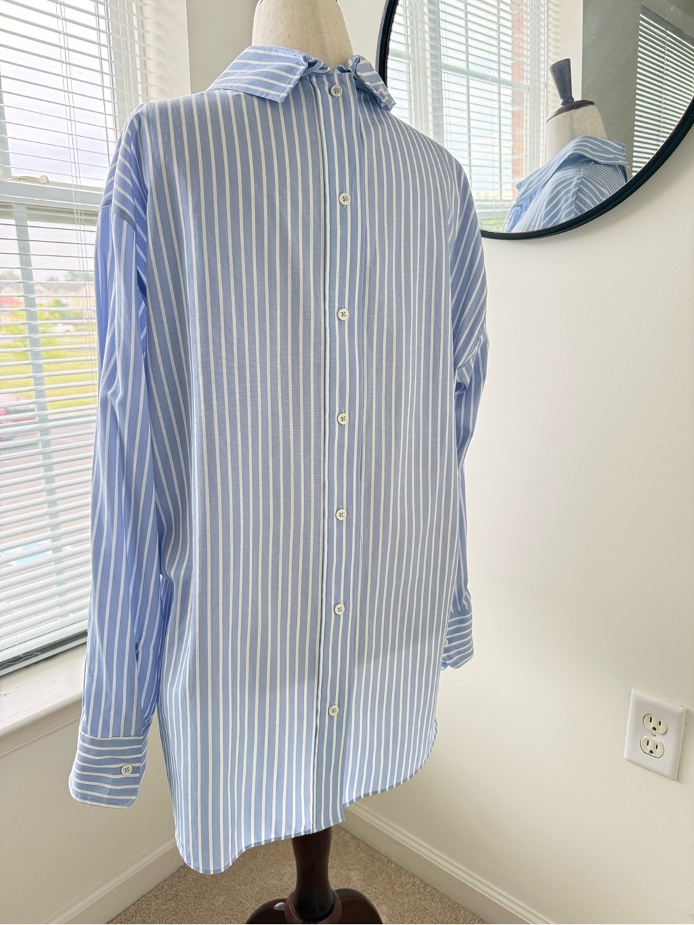 Zara Light Blue & White Vertical Stripe Button-Back Tunic/Dress - Picture 2 of 11